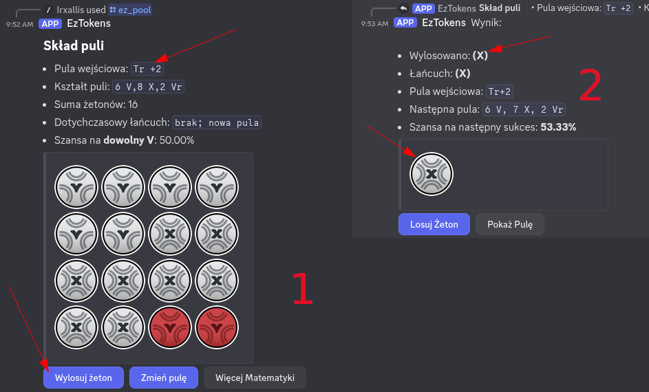 Pierwsze pociągnięcie żetonów